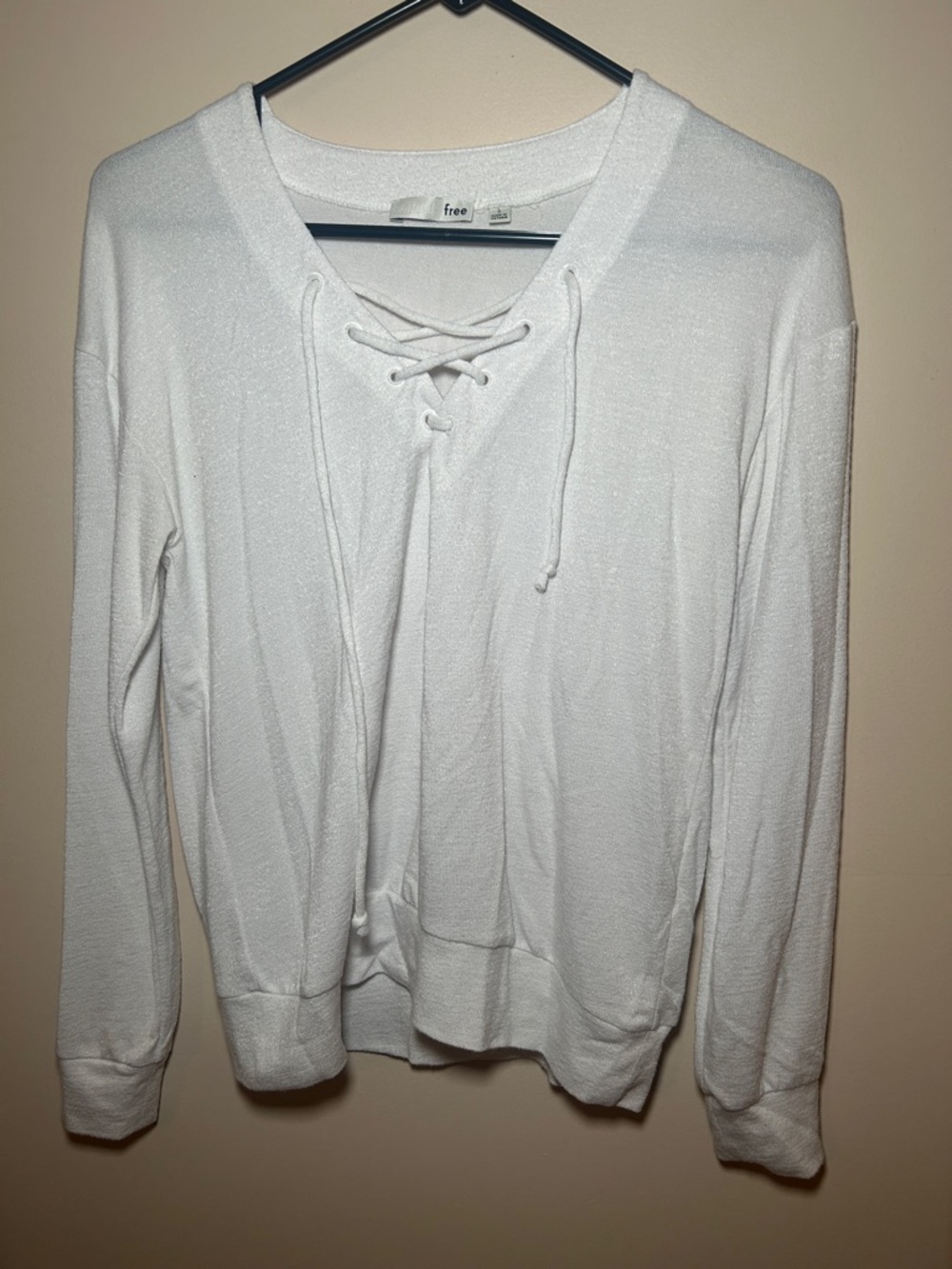Wilfred White Lace-Up V-Neck Pullover Hoodie small